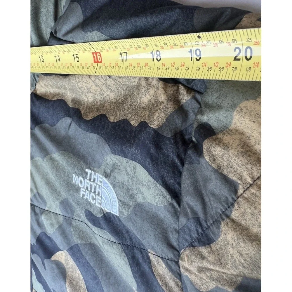 The North Face Mens XL Camo Puffer Jacket Insulated Full Zip Woodland Green